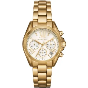 Mk6267 michael kors watch women white dial metal stainless steel gold strap quartz battery analog chronograph bradshaw