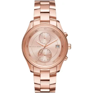 Mk6465 michael kors watch women rose gold dial metal stainless steel strap quartz battery analog chronograph briar