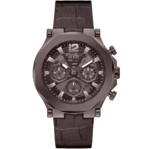 Gw0492g2 guess watch men black dial leather strap quartz battery analog edge