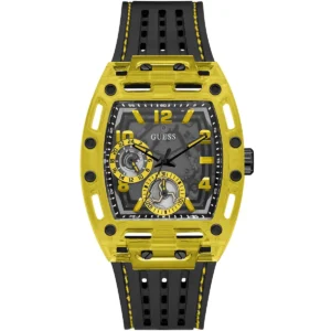 Gw0499g2 guess watch men square black dial rubber strap quartz battery analog phoenix