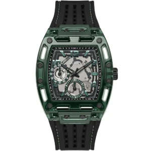 Gw0499g7 guess watch men square black dial rubber strap quartz battery analog phoenix