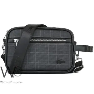 Black lacoste shoulder crossbody men hand bag