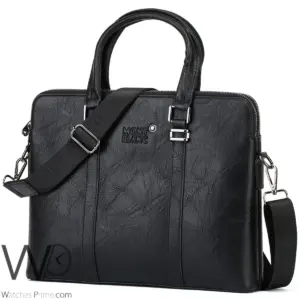 Business montblanc leather briefcase black handbag