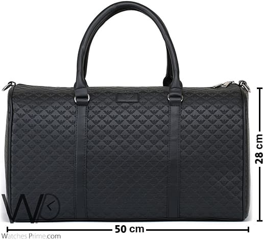 Emporio Armani Black Leather Duffle Gym Bag | Watches Prime