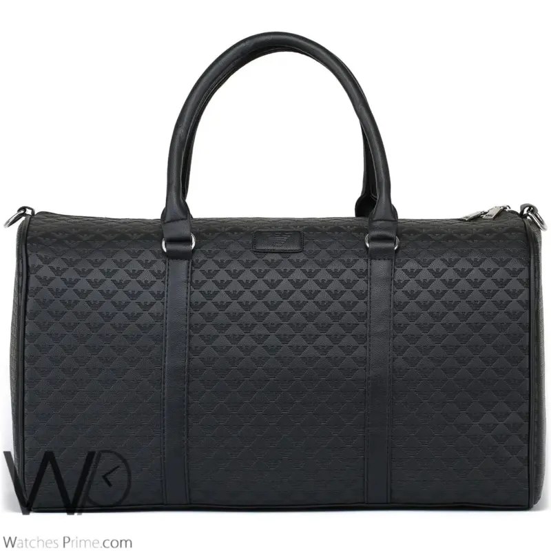 Emporio Armani Black Leather Duffle Gym Bag | Watches Prime