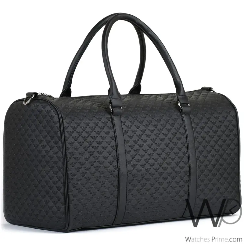 Emporio Armani Black Leather Duffle Gym Bag | Watches Prime