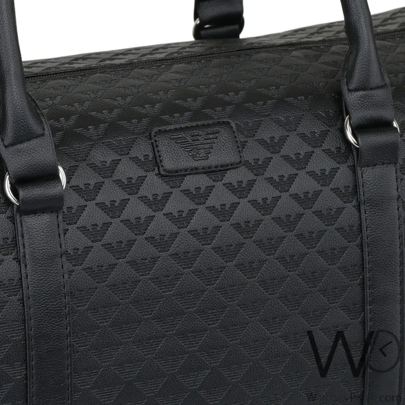 Emporio Armani Black Leather Duffle Gym Bag | Watches Prime