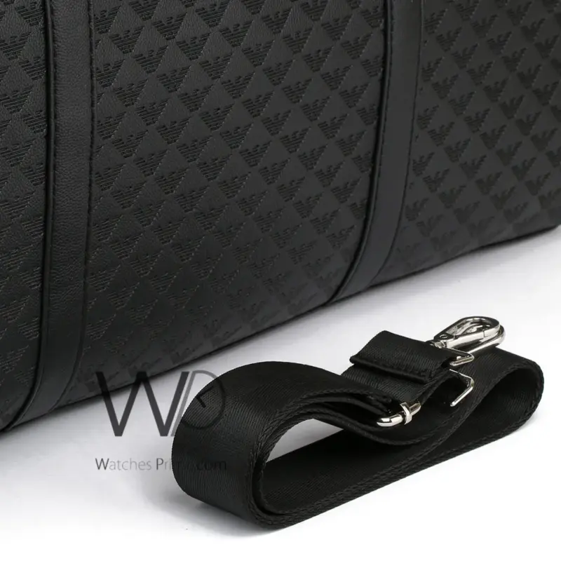 Emporio Armani Black Leather Duffle Gym Bag | Watches Prime