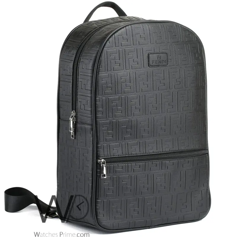 Fendi Backpack Black Leather Men Laptop Bag | Watches Prime