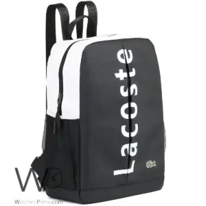 Lacoste backpack black white fiber men laptop bag
