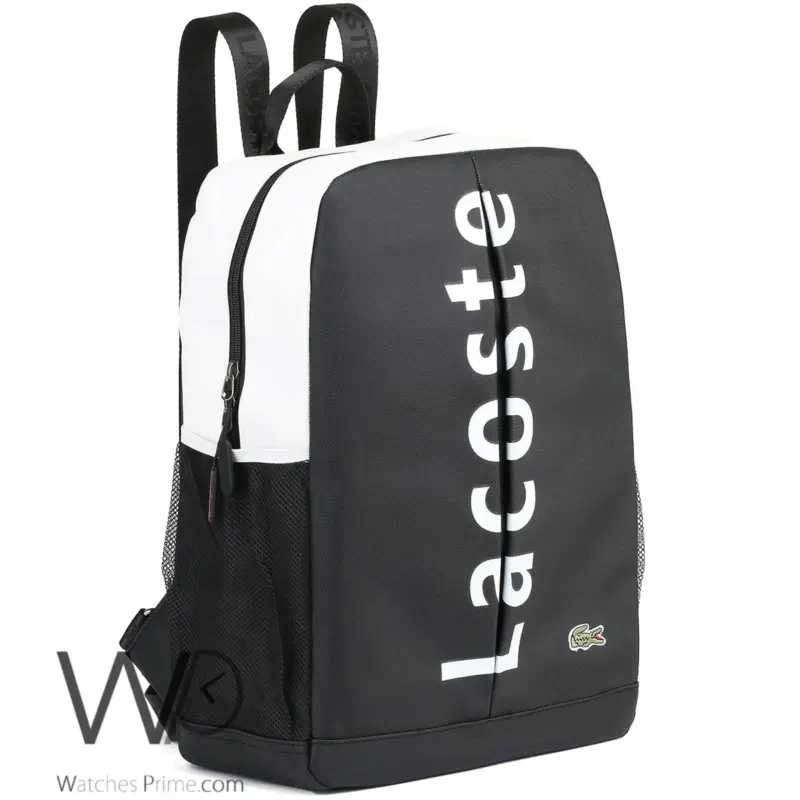 Lacoste Backpack Black Fiber Men Laptop Bag | Watches Prime