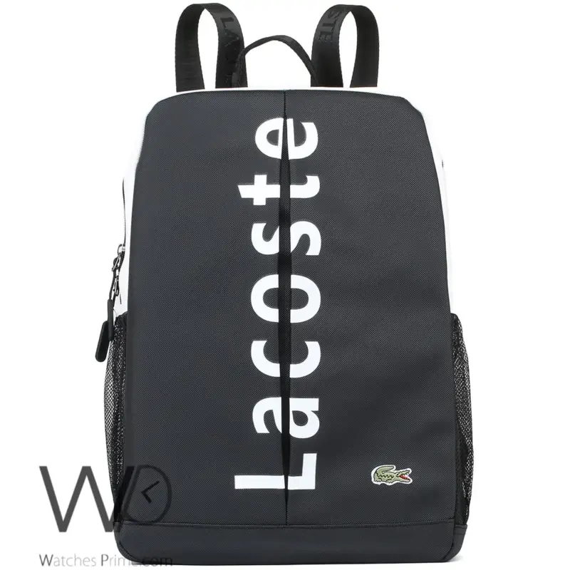 Lacoste Backpack Black Fiber Men Laptop Bag | Watches Prime