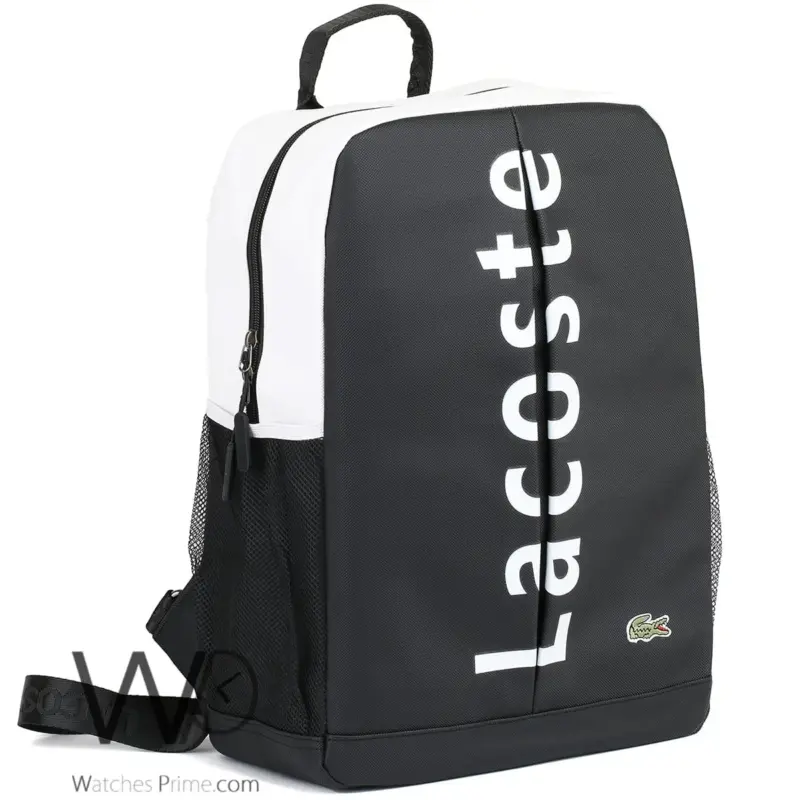 Lacoste Backpack Black Fiber Men Laptop Bag | Watches Prime