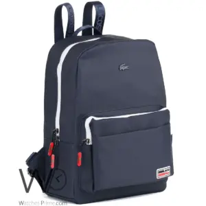 Lacoste backpack navy blue fiber men laptop bag