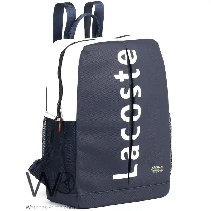 Lacoste Backpack Navy Blue Fiber Laptop Bag | Watches Prime