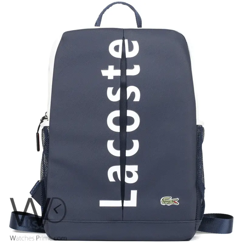 Lacoste Backpack Navy Blue Fiber Laptop Bag | Watches Prime