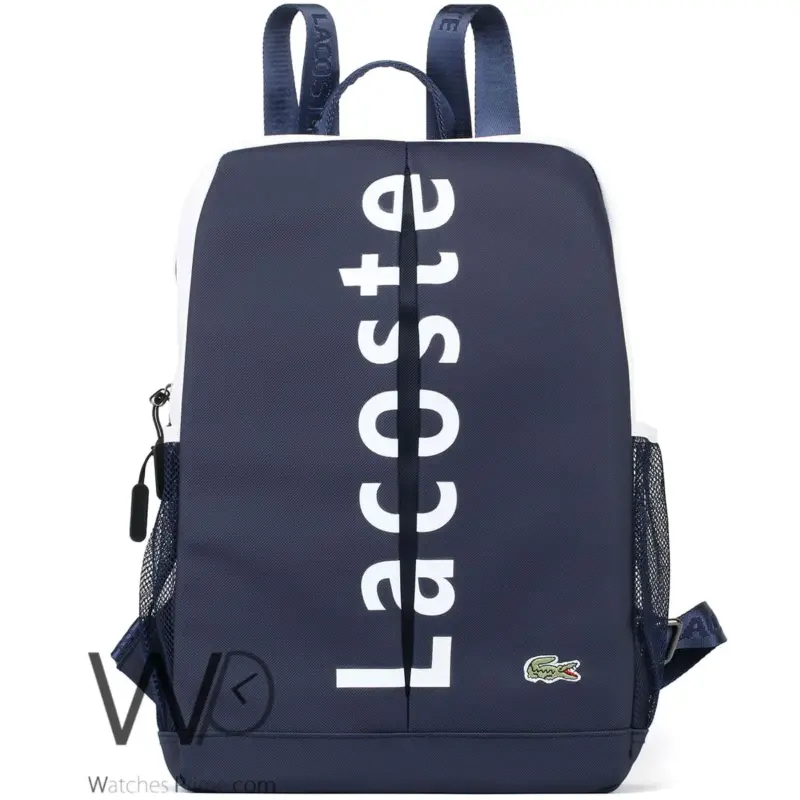 Lacoste Backpack Navy Blue Fiber Laptop Bag | Watches Prime