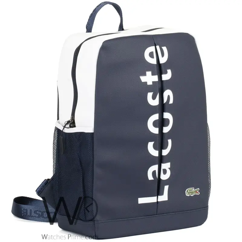 Lacoste Backpack Navy Blue Fiber Laptop Bag | Watches Prime