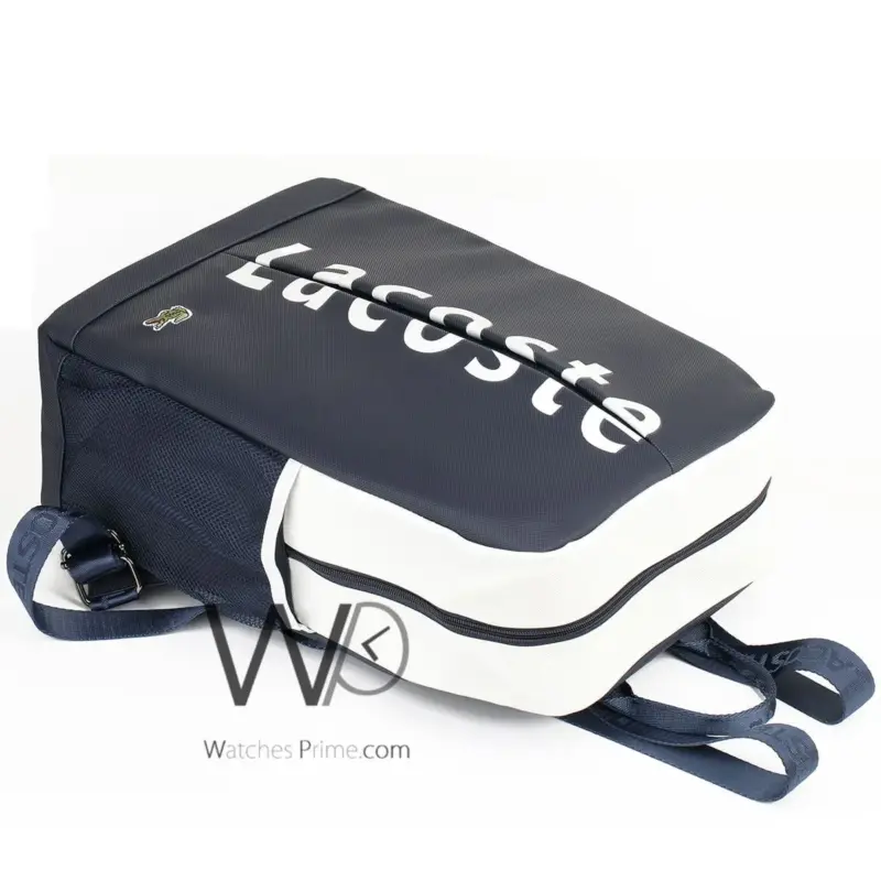 Lacoste Backpack Navy Blue Fiber Laptop Bag | Watches Prime