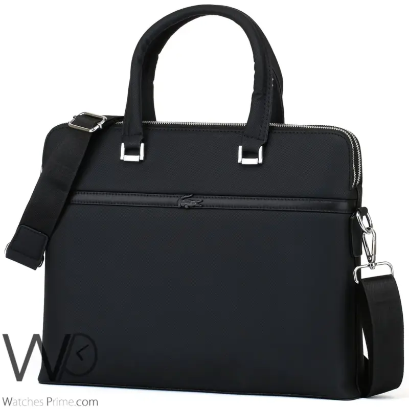 Lacoste Black Business Briefcase Handbag Men | Watches Prime