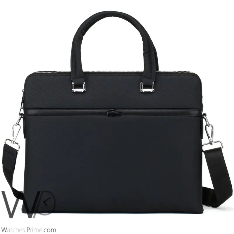 Lacoste Black Business Briefcase Handbag Men | Watches Prime