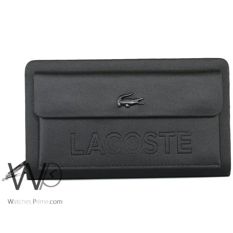 محفظة يد رجالي لاكوست Lacoste لون اسود | واتشز برايم