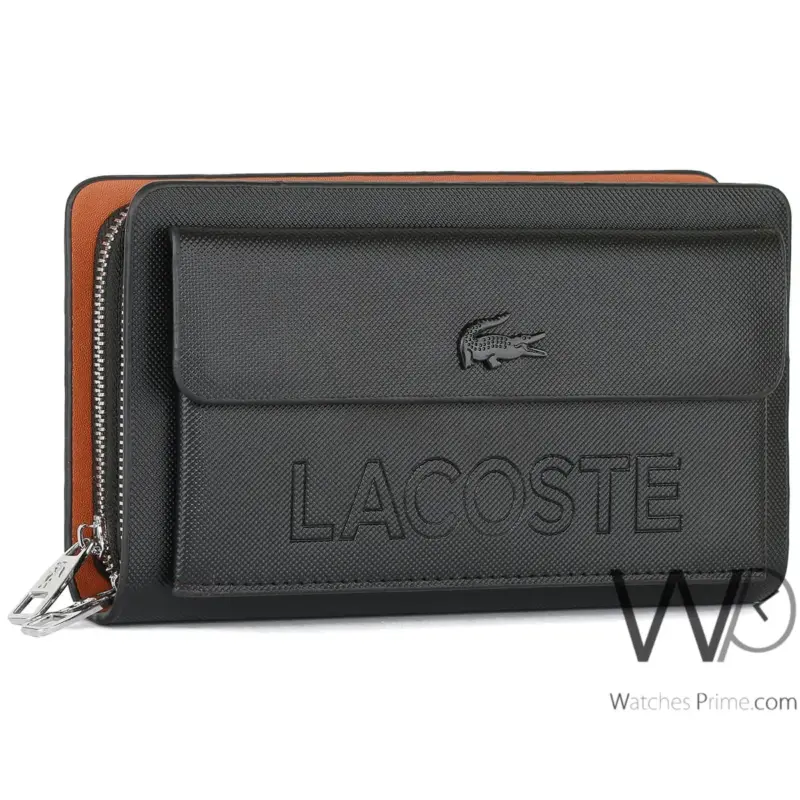 محفظة يد رجالي لاكوست Lacoste لون اسود | واتشز برايم