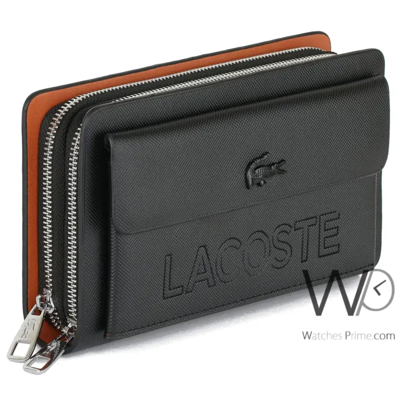 محفظة يد رجالي لاكوست Lacoste لون اسود | واتشز برايم