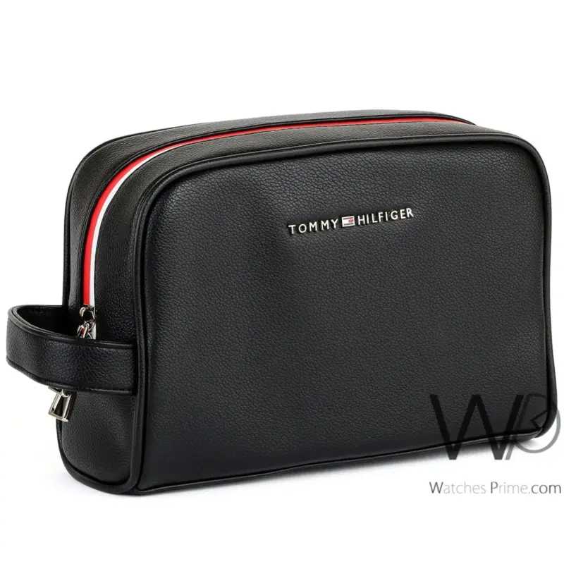 Tommy Hilfiger Black Handbag Leather For Men | Watches Prime