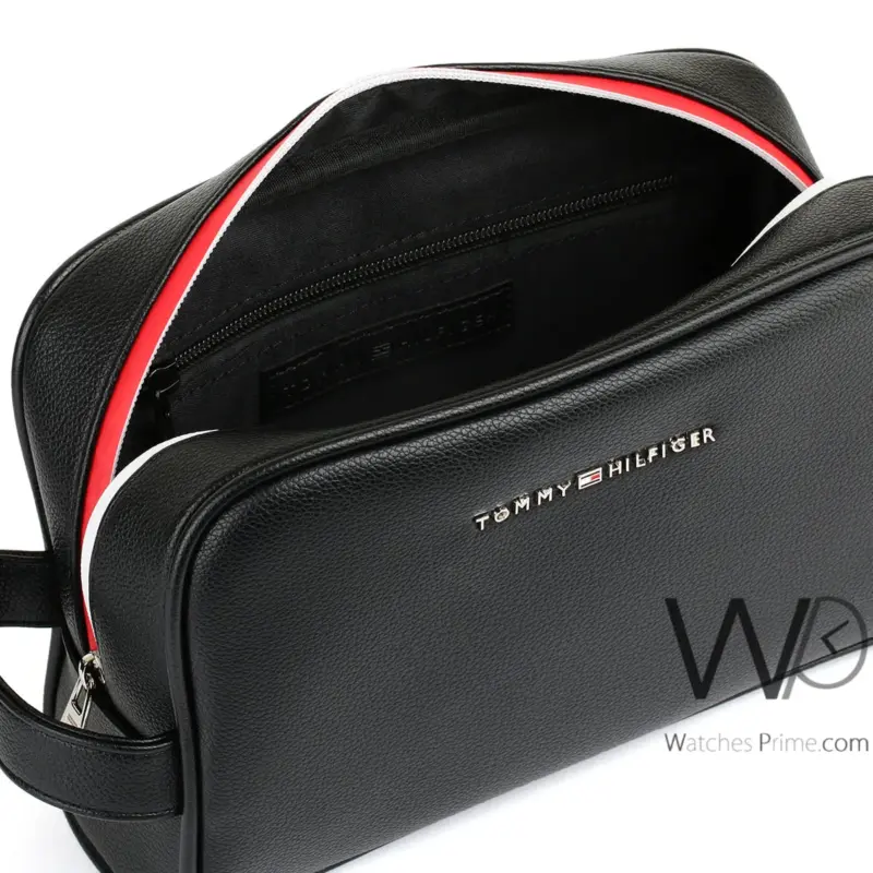 Tommy Hilfiger Black Handbag Leather For Men | Watches Prime