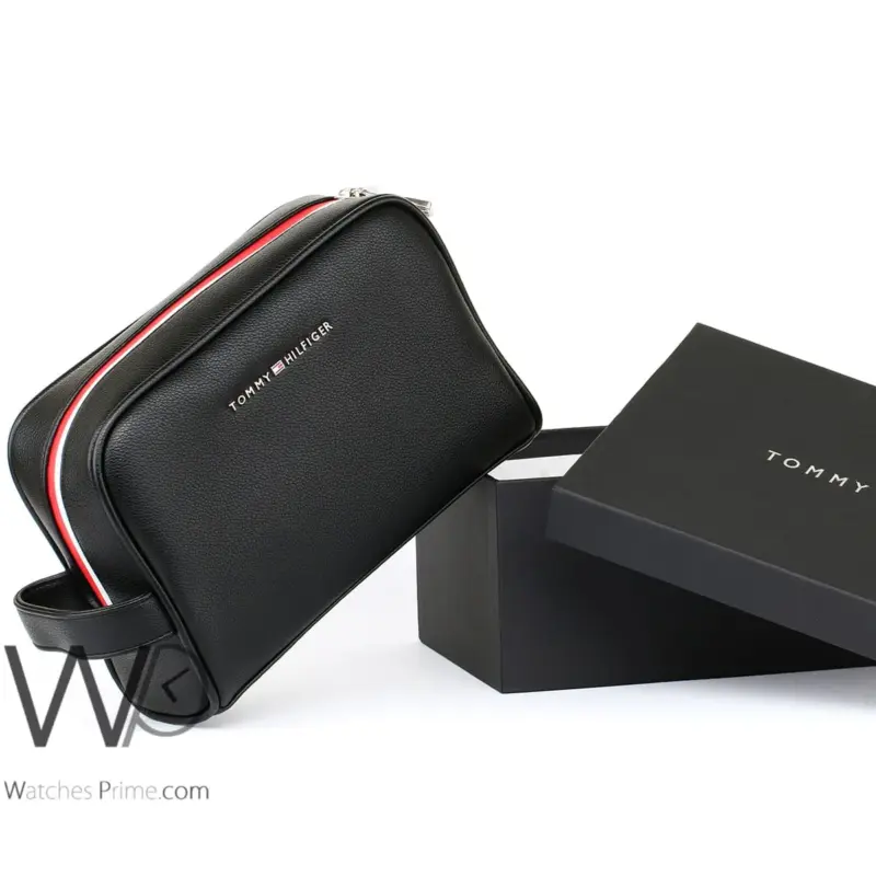 Tommy Hilfiger Black Handbag Leather For Men | Watches Prime