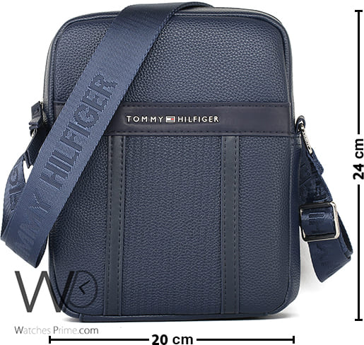 شنطة كروس رجالية تومي هيلفيغر tommy جلد ازرق | واتشز برايم
