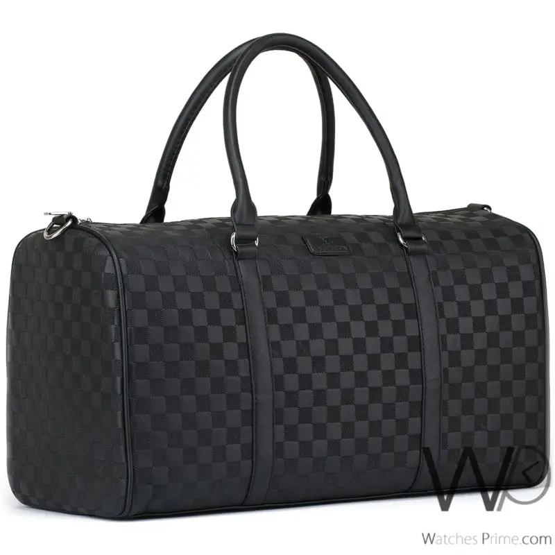 Louis Vuitton LV Black Leather Duffle Gym | Watches Prime