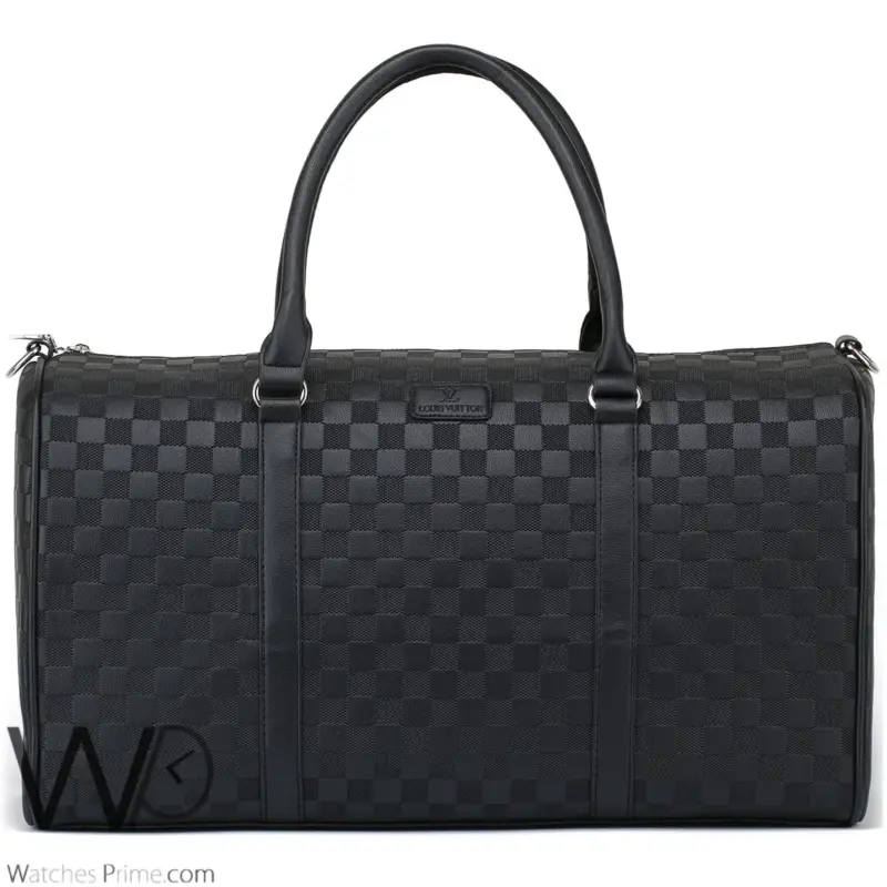 Louis Vuitton LV Black Leather Duffle Gym | Watches Prime