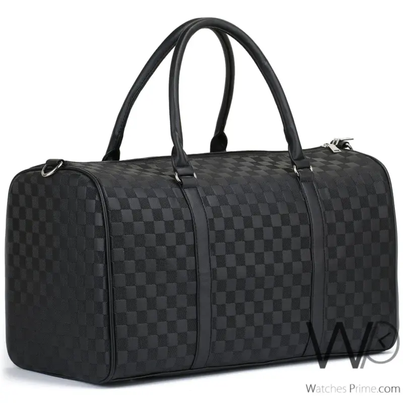Louis Vuitton LV Black Leather Duffle Gym | Watches Prime