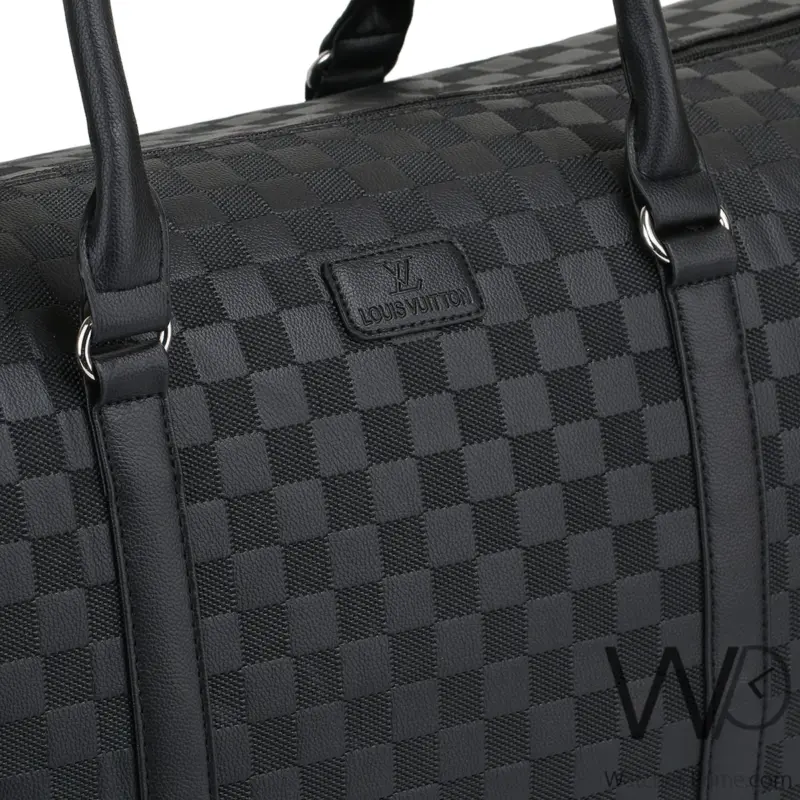 Louis Vuitton LV Black Leather Duffle Gym | Watches Prime
