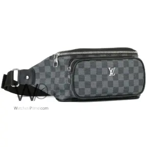 Louis vuitton waist black monogram leather bag for men lv
