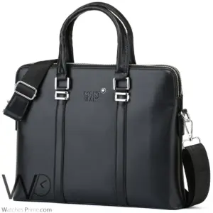 Montblanc business black leather briefcase handbag