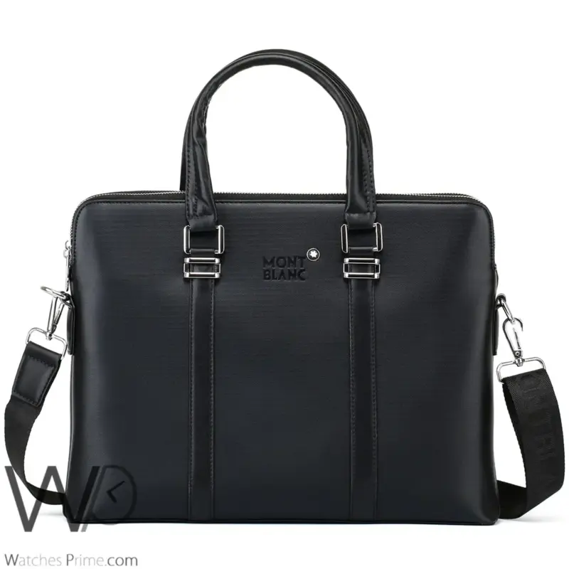Montblanc Business Black Leather Handbag Men | Watches Prime