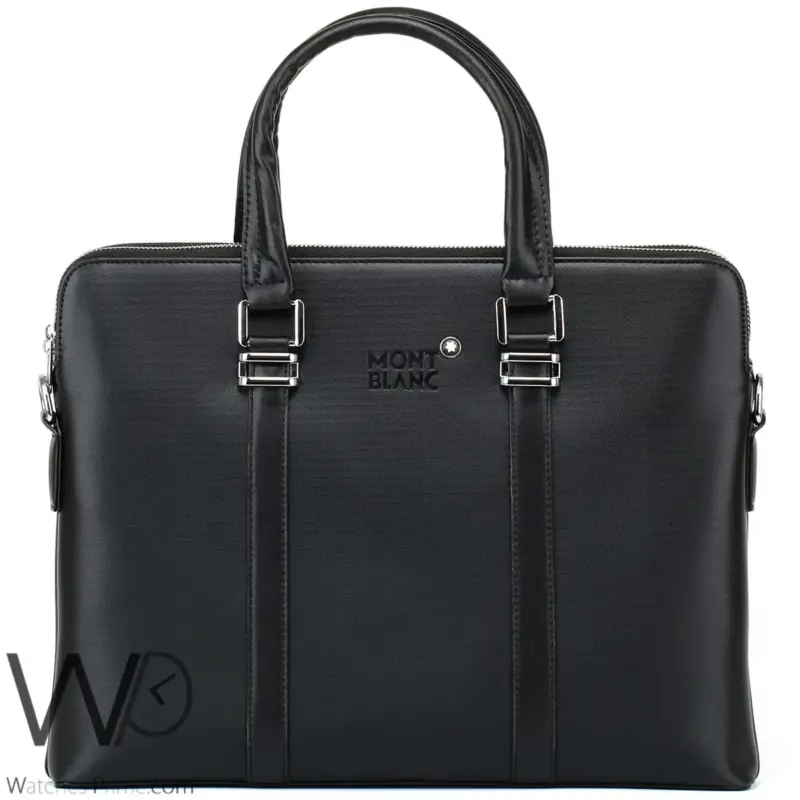Montblanc Business Black Leather Handbag Men | Watches Prime