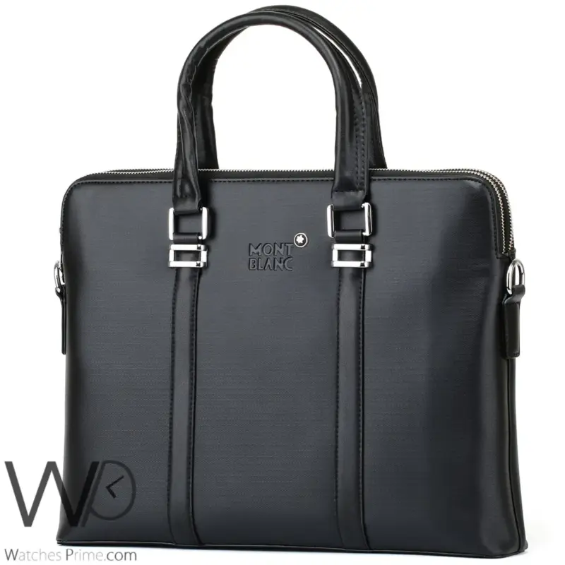 Montblanc Business Black Leather Handbag Men | Watches Prime