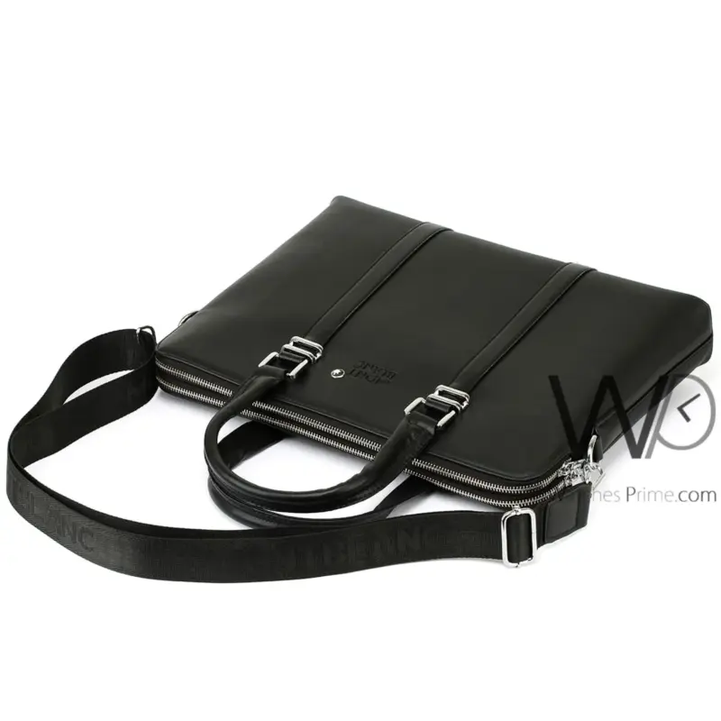 Montblanc Business Black Leather Handbag Men | Watches Prime