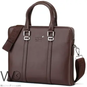 Montblanc business brown leather briefcase hand bag