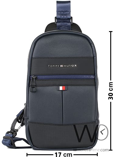 Tommy Hilfiger Blue Leather Sling Bag Men | Watches Prime