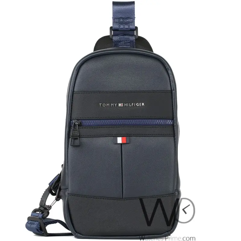 Tommy Hilfiger Blue Leather Sling Bag Men | Watches Prime
