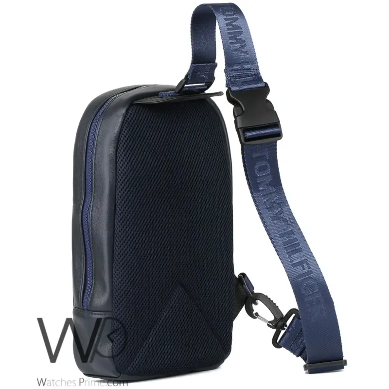 Tommy Hilfiger Blue Leather Sling Bag Men | Watches Prime
