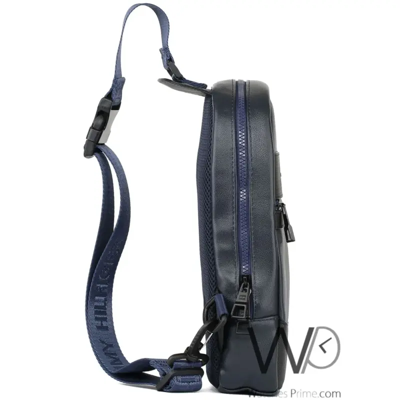 Tommy Hilfiger Blue Leather Sling Bag Men | Watches Prime