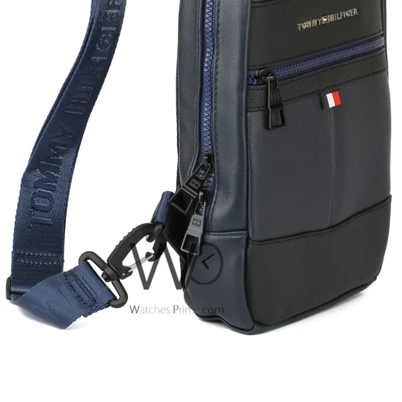 Tommy Hilfiger Blue Leather Sling Bag Men | Watches Prime