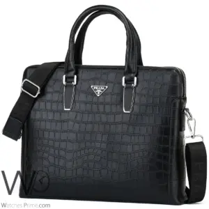 Prada black leather briefcase handbag