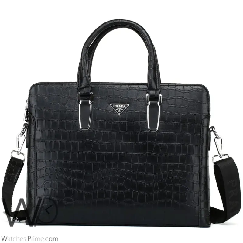 شنطة هاند باج جلد رجال الاعمال Prada برادا | واتشز برايم